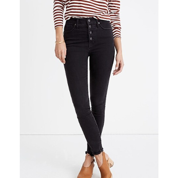 Madewell Denim - MADEWELL 10" High-Rise Skinny Jeans in Berkeley Black: Button-Through Edition 26